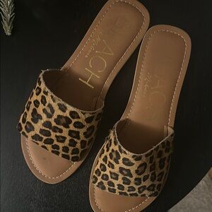 Blach Leopard Print Sandals